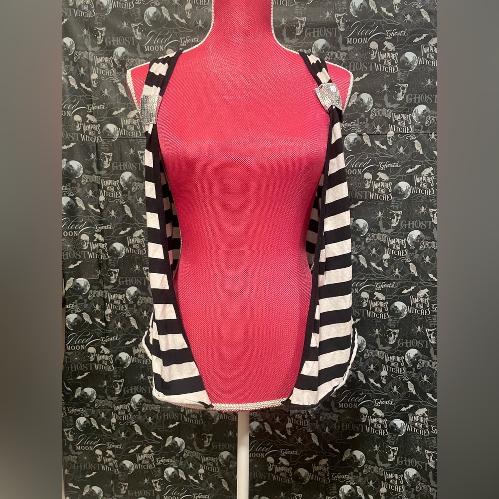 Beautees Black and White Striped Top